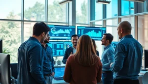 Showcasing team dynamics in Managed IT Services through collaboration in a modern office.