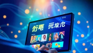 오징어티비의 사용자 인터페이스와 다양한 콘텐츠를 탐색하는 사람의 모습