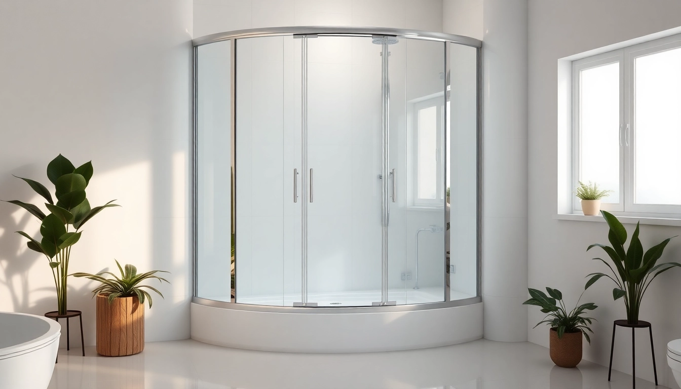 Die sonni Duschkabine in eleganter, moderner Badezimmerumgebung mit klaren Glasscheiben.