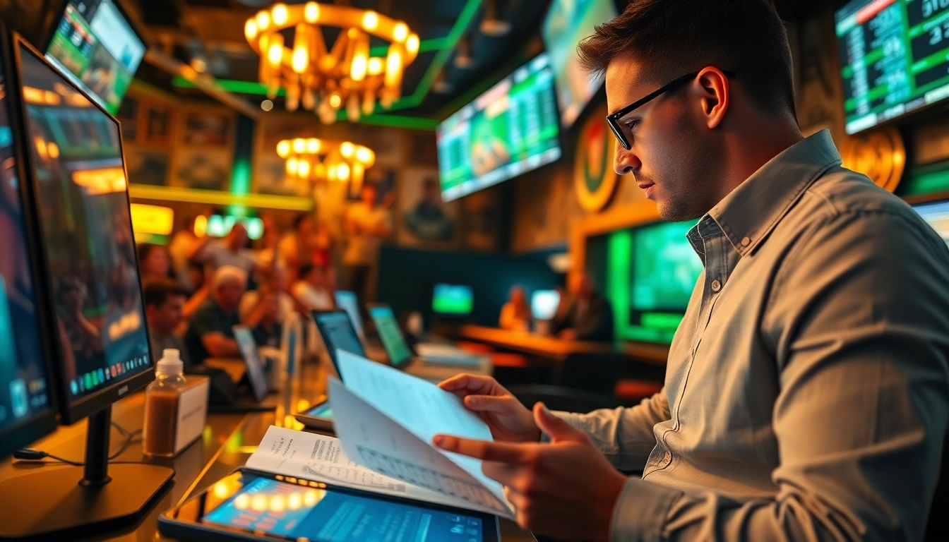 Experience the thrill of sportsbooks in New Brunswick with dynamic visuals of sports betting.