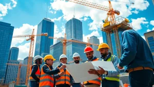 Engaged team of New York City Commercial General Contractor professionals collaborating on a project.