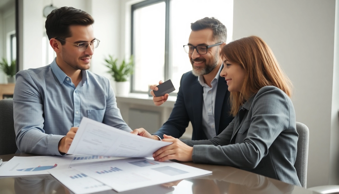 신용카드 현금화를 위한 재정 상담하는 장면, 전문가와 클라이언트가 대화 중