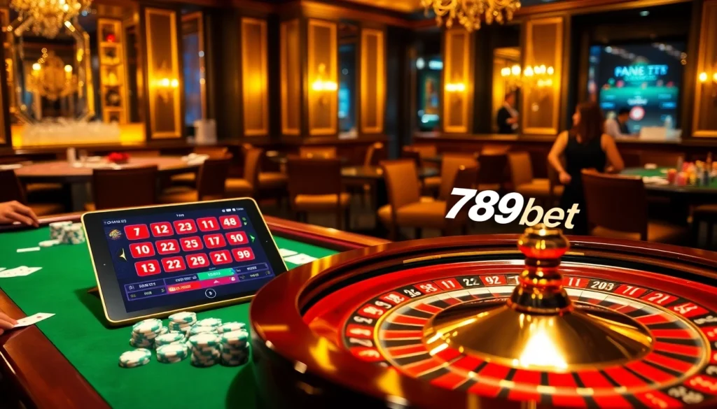 Players enjoying a vibrant roulette game with a sleek online gaming interface, highlighting 789bet's luxurious experience.