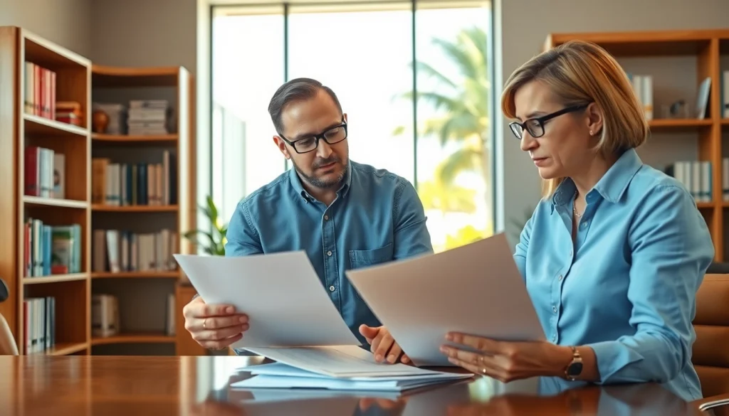 Engaging Florida Public Adjuster assisting a client in a professional office environment.