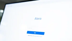 Atera login page displaying secure sign-in options with a modern design.