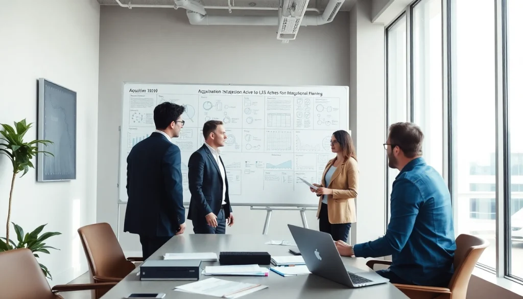 Enhance acquisition planning strategies through collaborative teamwork in a modern office environment.