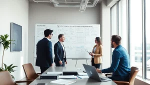 Enhance acquisition planning strategies through collaborative teamwork in a modern office environment.