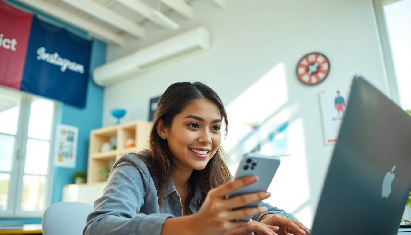 Engaging Instagram creator showcasing paid links for Instagram creators in a dynamic workspace.