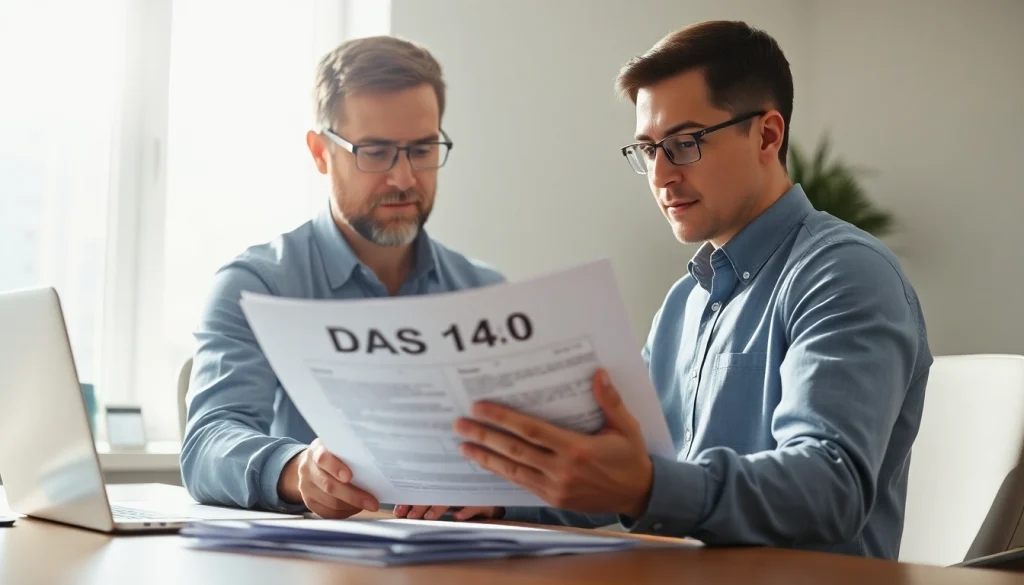 Understand DAS 140 requirements through a contractor examining the form in a professional setting.