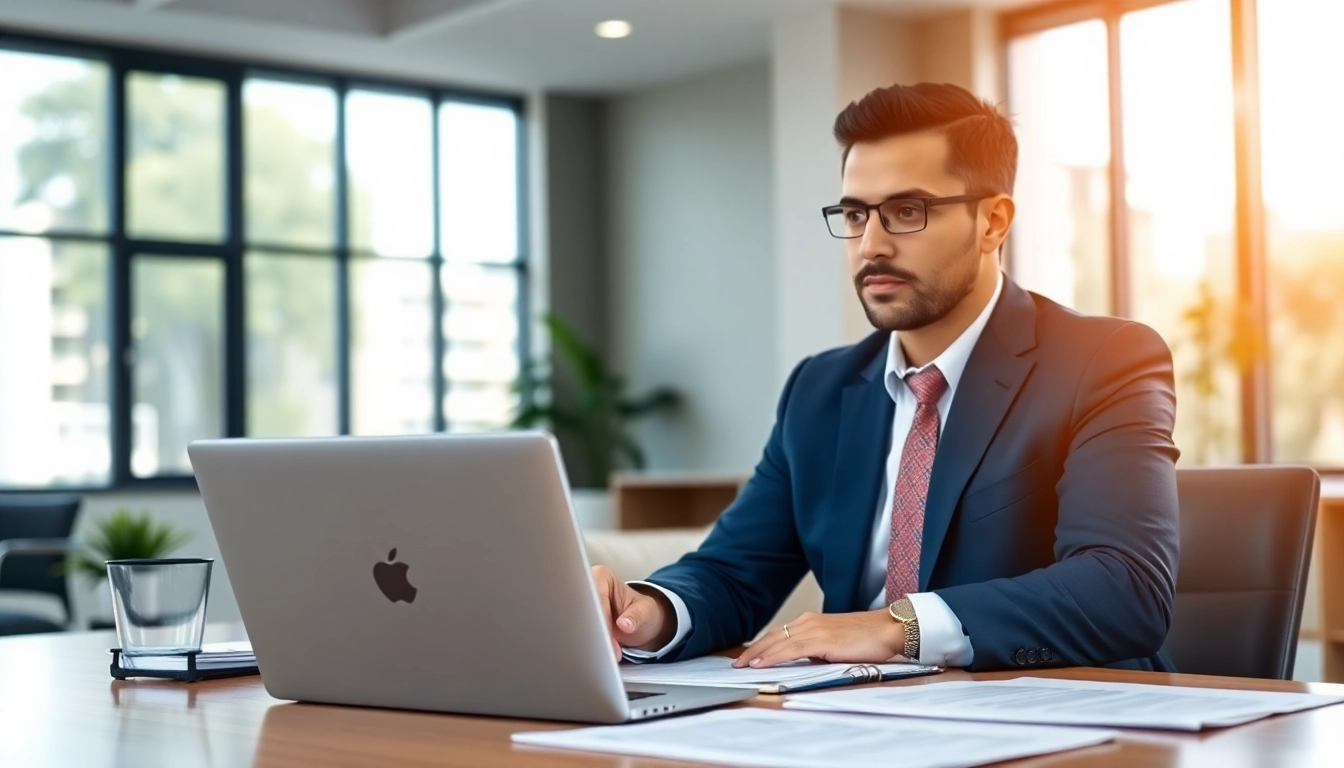 Broward County litigation lawyer consulting with clients in a bright, modern office.