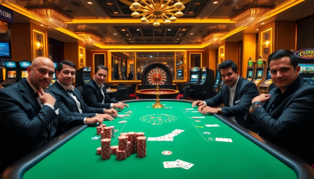 Experience the thrill of cm88 at a luxurious casino poker table surrounded by excitement.