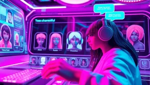 Engaging interface for free NSFW character AI showcasing customizable avatars in a futuristic digital environment.