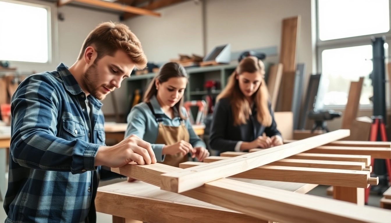 Students at construction trade schools in Texas engaged in hands-on projects, showcasing teamwork and skill.