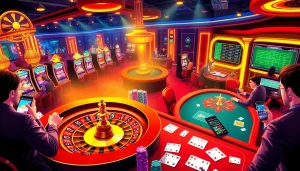 Thrilling moment at i9bet's online casino with players enjoying roulette and poker.