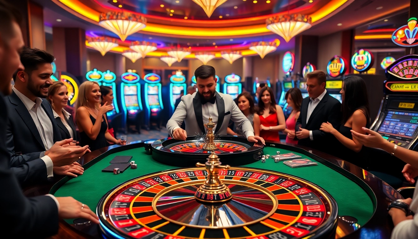 The thrilling ambiance of a casino scene featuring roulette and slot machines, portraying hidden wiki 2026.