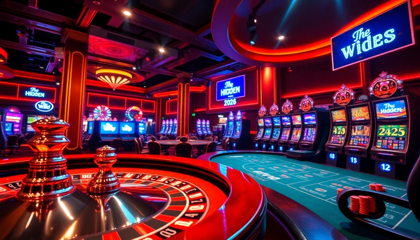The hidden wiki 2026 reveals a thrilling casino setup with vibrant poker chips and gleaming slot machines.