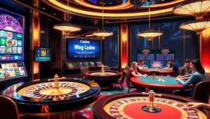 Cổng game Haywin features a luxurious online casino interface showcasing vibrant slot games and roulette.