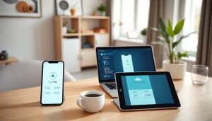 在舒适的家庭办公室设备上显示的快连VPN用户界面。