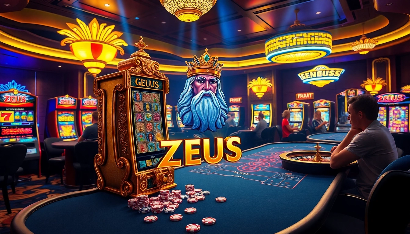 Rasakan sensasi Zeus slot dengan visual kasino yang berwarna-warni dan elemen permainan yang menarik.