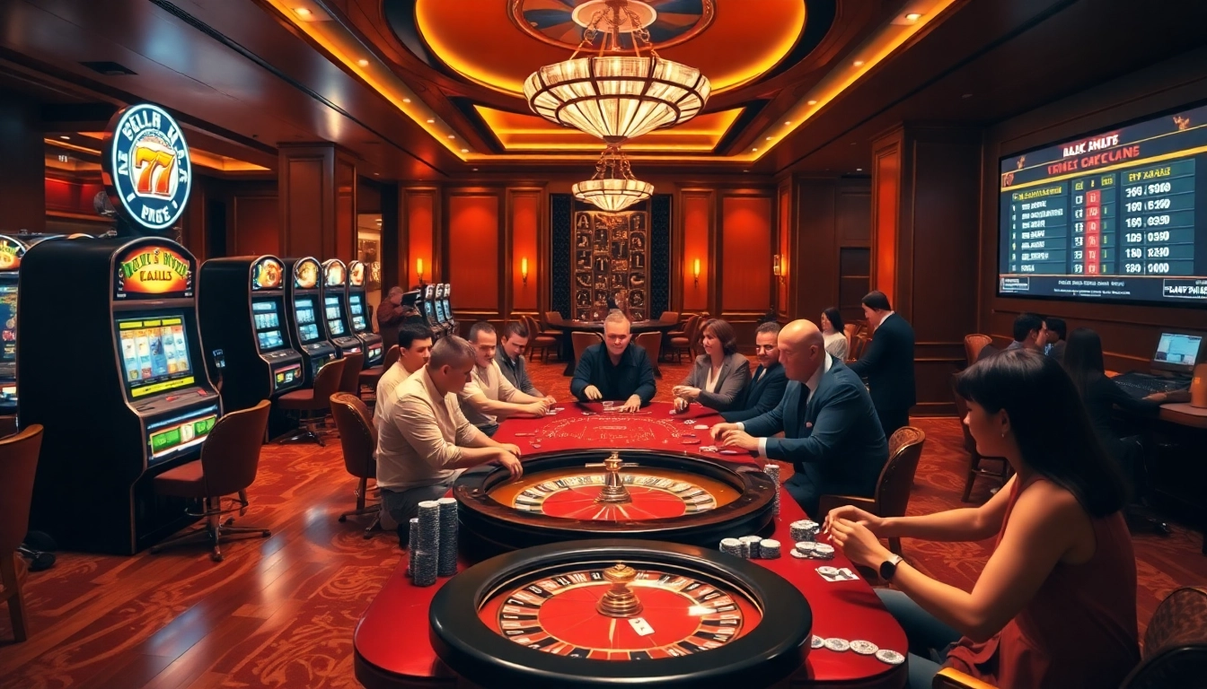 Vivez l'excitation du meilleur casino en ligne avec des joueurs profitant de machines à sous vibrantes et de la roulette.
