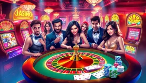 Experience thrilling moments at jamuslot with lively casino games featuring poker chips and roulette.