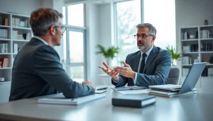 Beratung im Bereich Wirtschaftsstrafrecht mit einem Anwalt in einem modernen Büro.