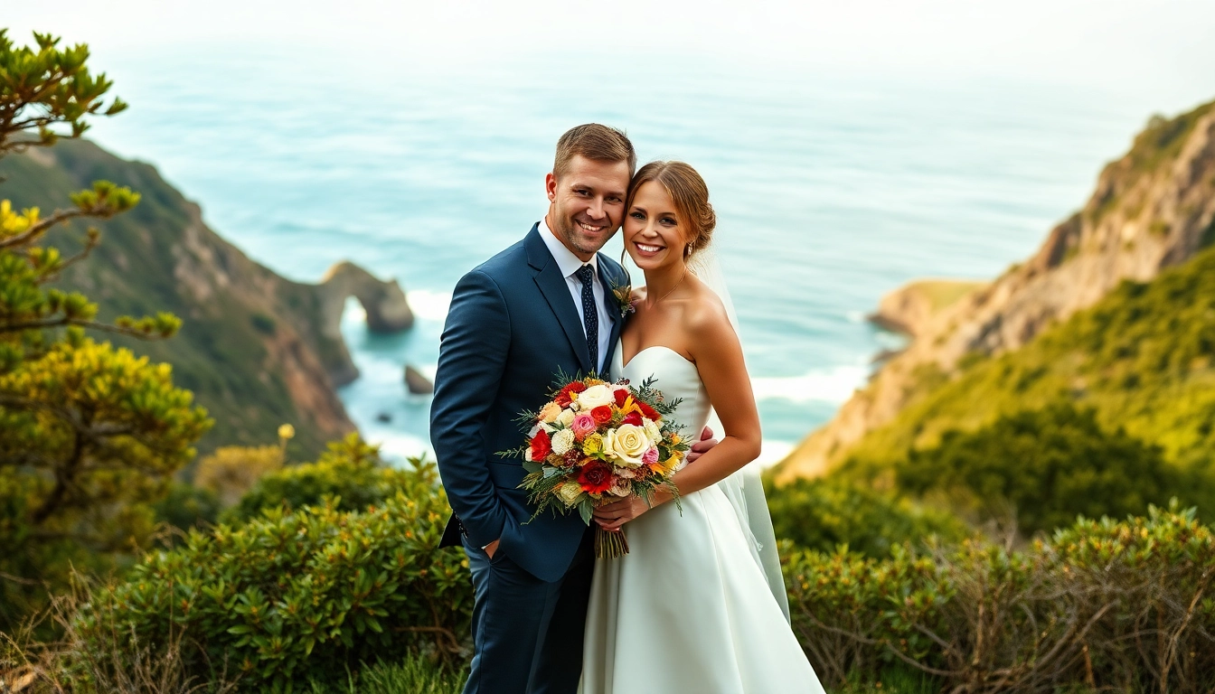 Big Sur wedding photographer captures a romantic couple against the stunning coastal backdrop.
