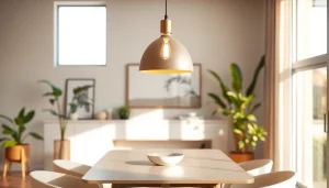 Sleek illumination enhances a modern living space with an elegant pendant lamp.