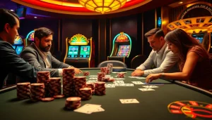 Experience the thrill of high-stakes poker gameplay at 8kbet casino with luxurious chips and cards.