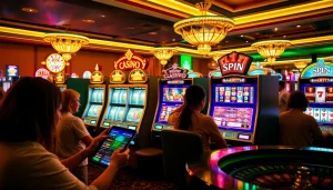 MABAR88 Putaran di kasino online yang dinamis dengan pemain menikmati permainan taruhan tinggi.