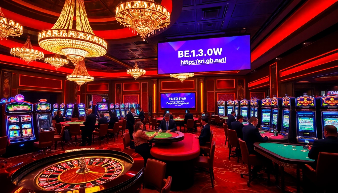 Experience thrilling gambling action at https://sri.gb.net/ with a vibrant casino scene showcasing roulette and poker.