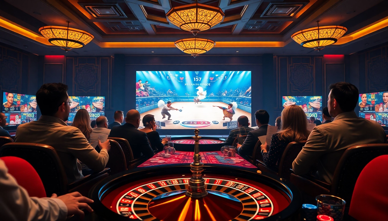 Live action of đá gà sv388 captivating gamblers in a high-stakes casino atmosphere.
