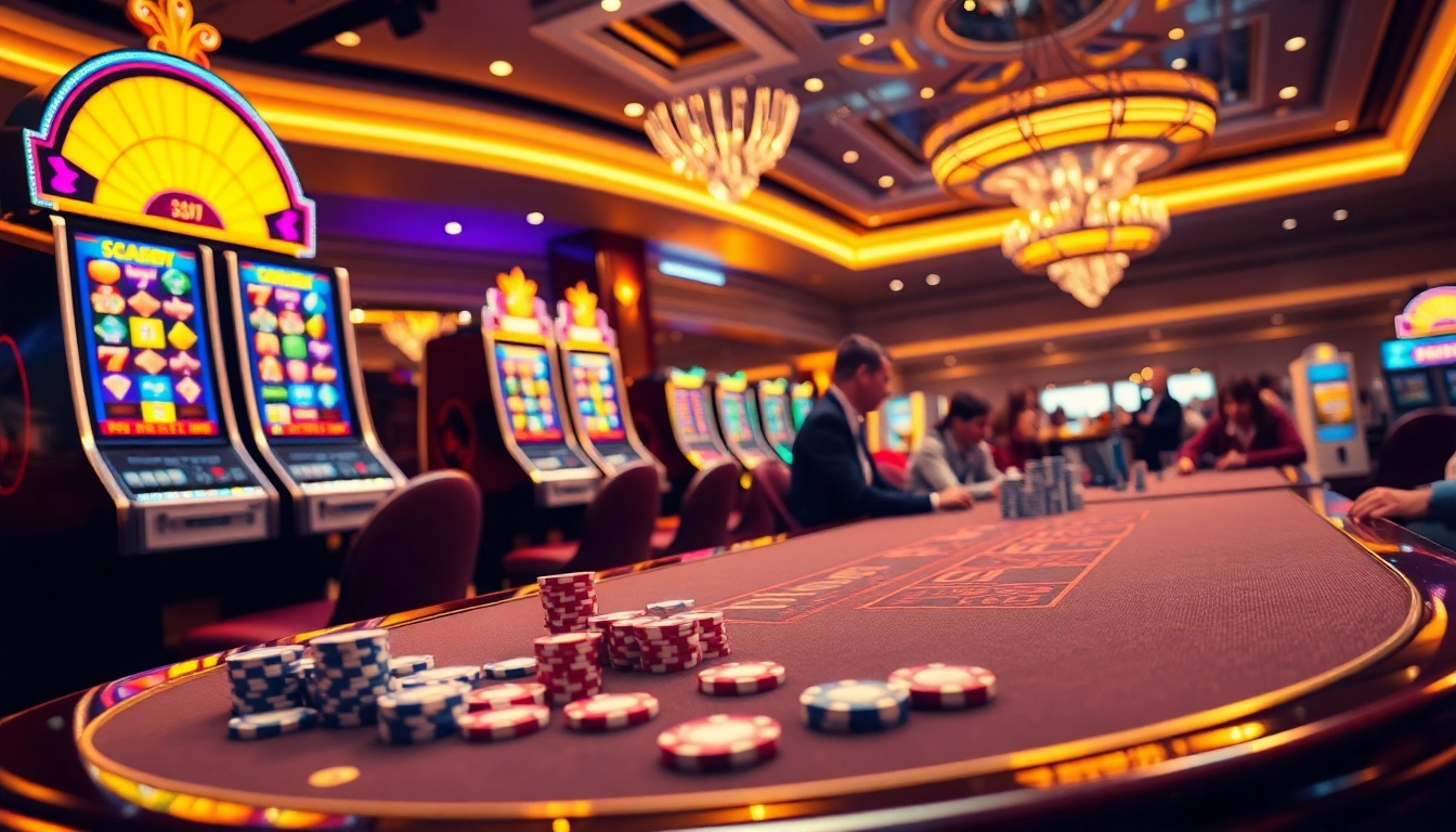 Experience the thrill of slot demo scatter hitam with vibrant machines in a luxurious casino setting.