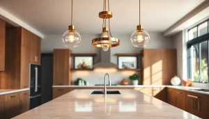 Illuminate your kitchen with a stunning island light fixture that enhances modern decor.