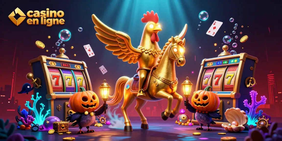 Découvrez un casino en ligne où un coq en or accompagne des corbeaux lumineux sous un clair de lune, ludique et captivant.