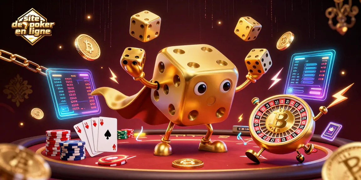 Jouez sur un site de poker en ligne avec des dés et des éléments dynamiques.