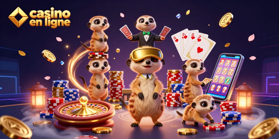 Jouez au casino en ligne avec des suricates animés dans une scène dynamique et colorée.