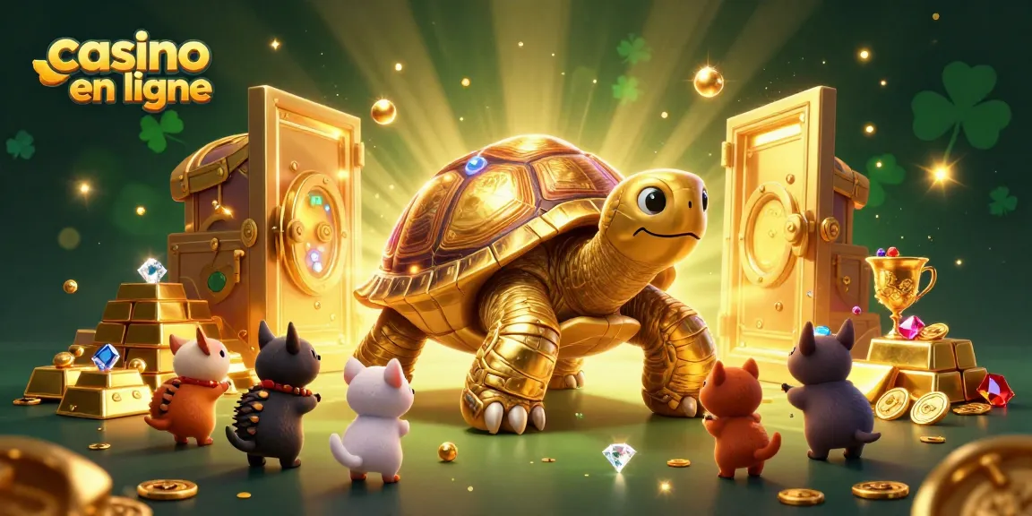 Jouez à des casinos en ligne avec une énorme tortue d'or et des trésors scintillants