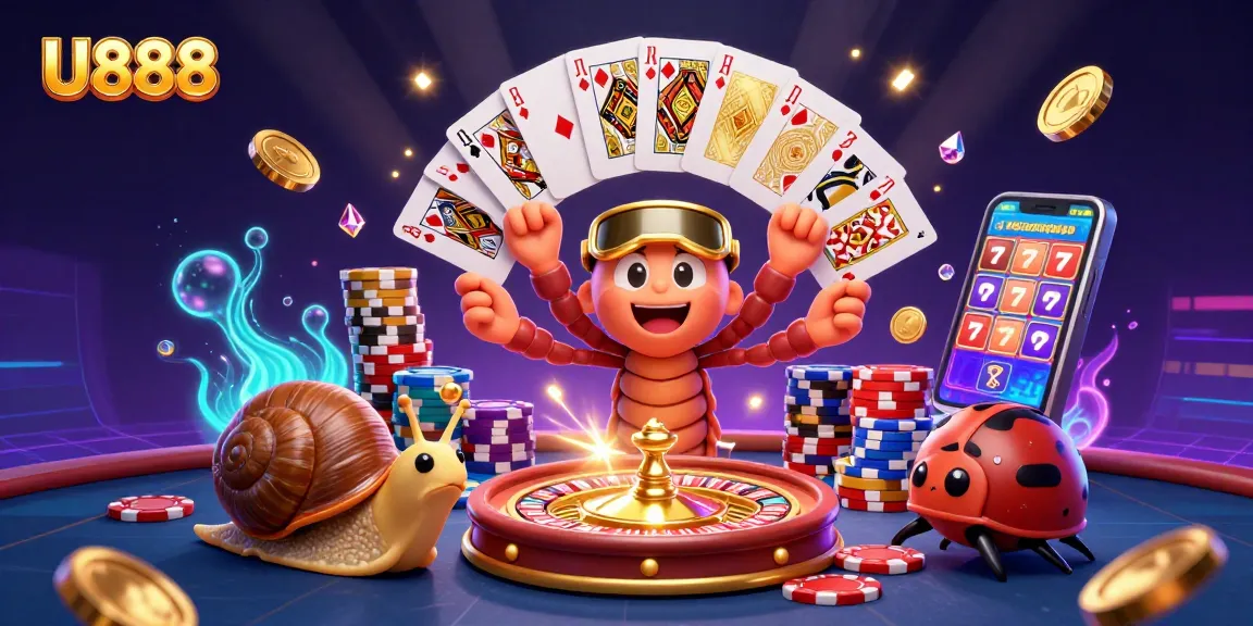 Experience thrilling gaming action at U888 with vibrant casino characters and dynamic elements.