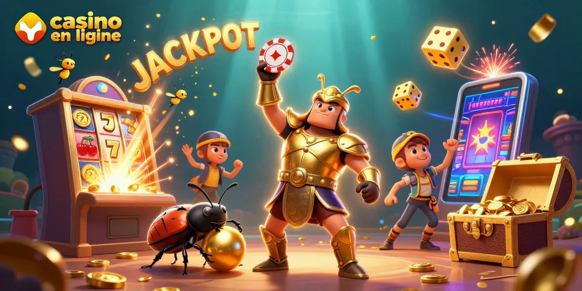 Célébrez avec le jackpot et le casino en ligne grâce à une illustration 3D captivante