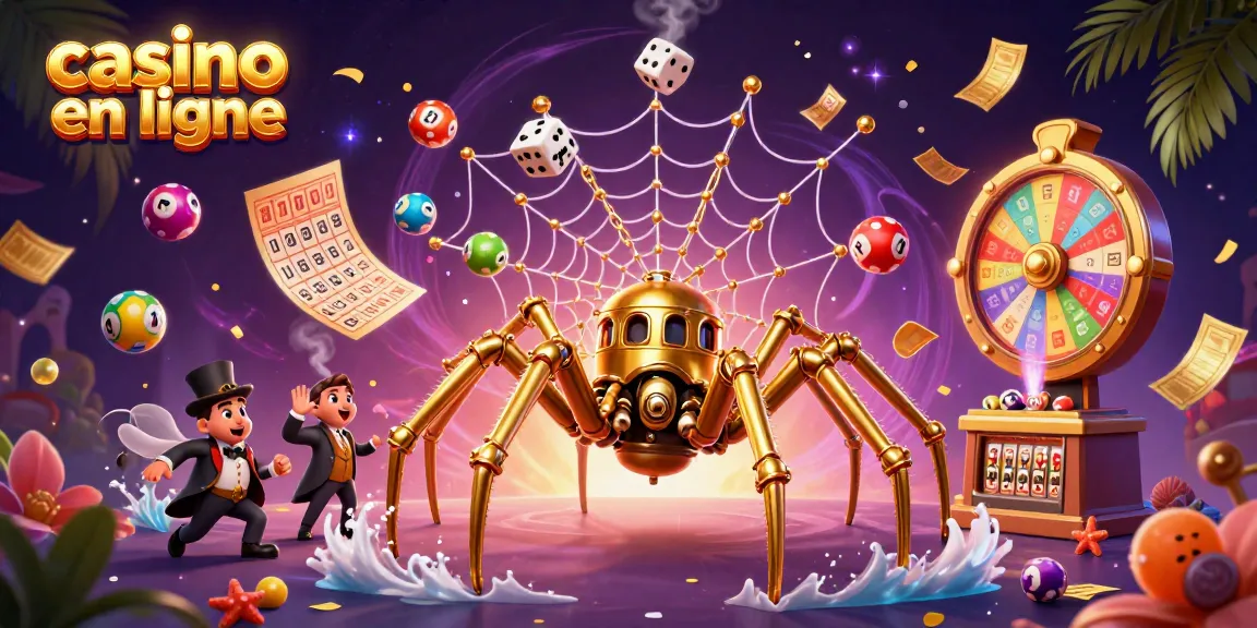 Amusez-vous avec le casino en ligne, grâce à une illustration dynamique de jeux d'argent captivants.