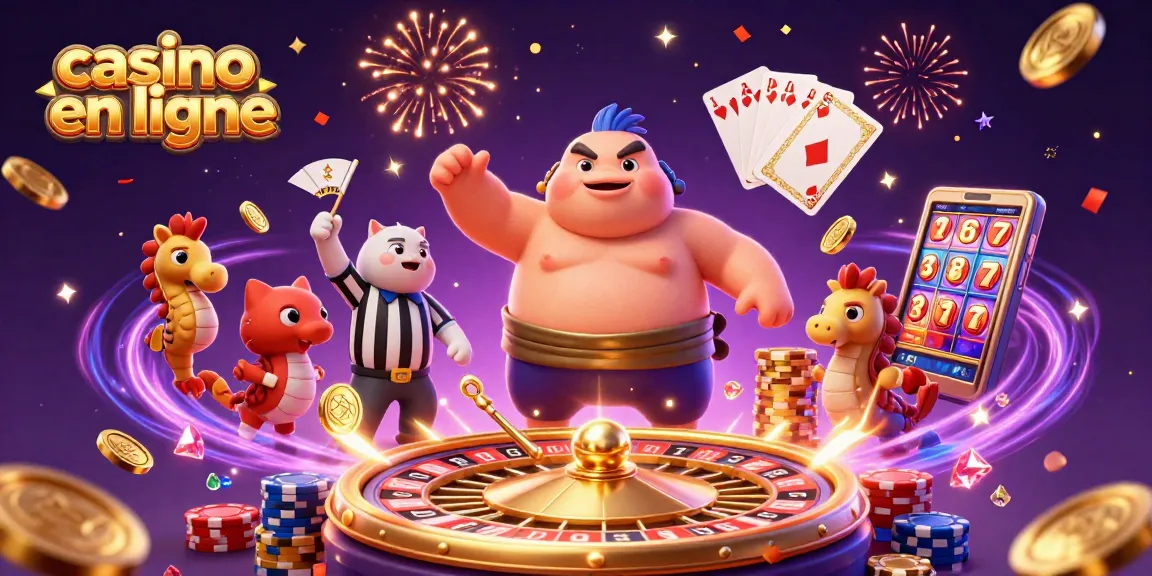 Vivez l'expérience des jeux de casino en ligne avec un fugu sumo célébrant dans un monde sous-marin.