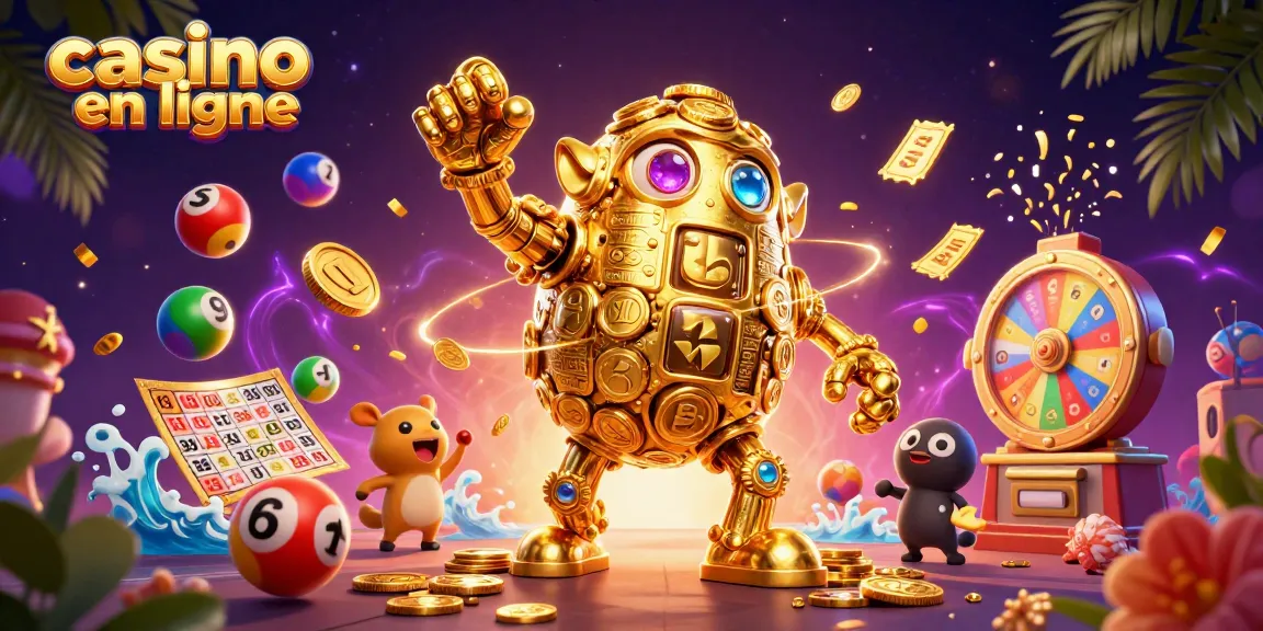 Jouez au casino en ligne avec notre illustration animée des jeux et loteries.