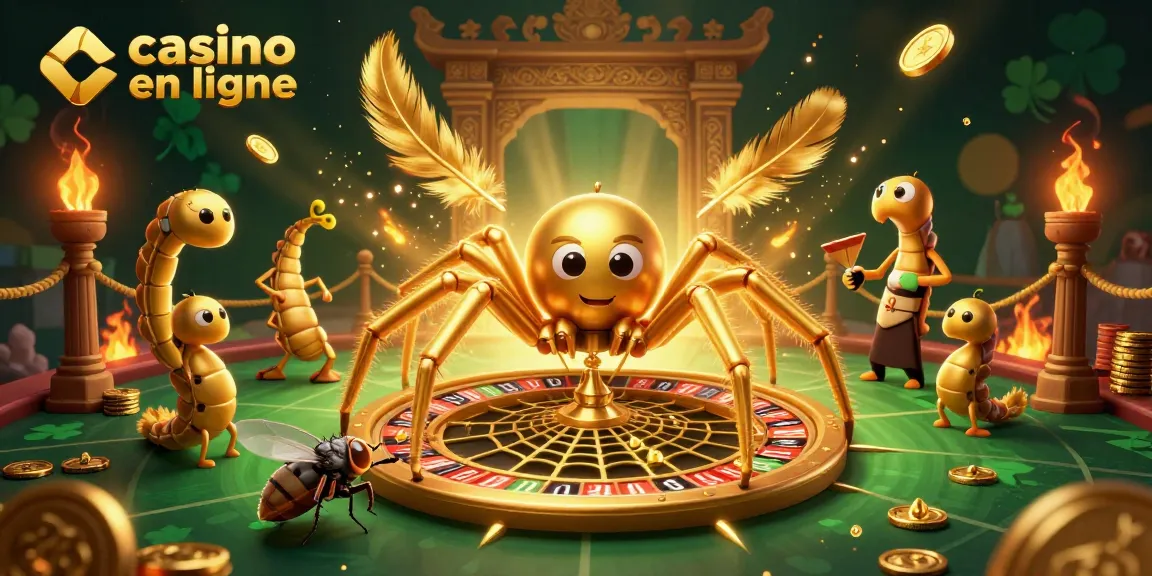 Déposez vos mises chez le casino en ligne avec une araignée dorée et un croupier centipède!