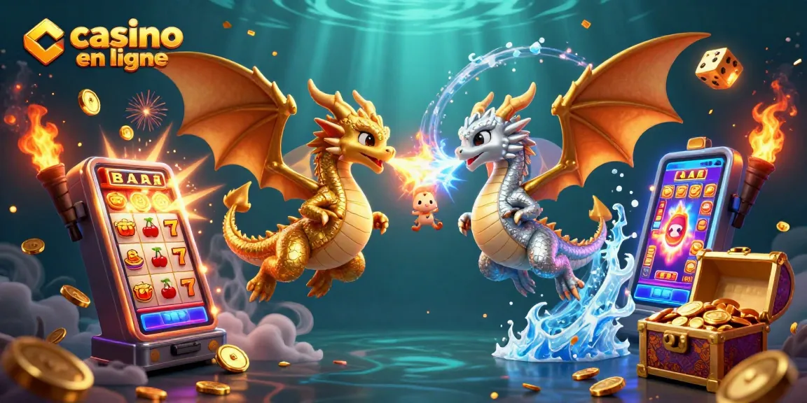 Jouez à des jeux de casino en ligne avec des dragons fantastiques et des machines à sous en feu.