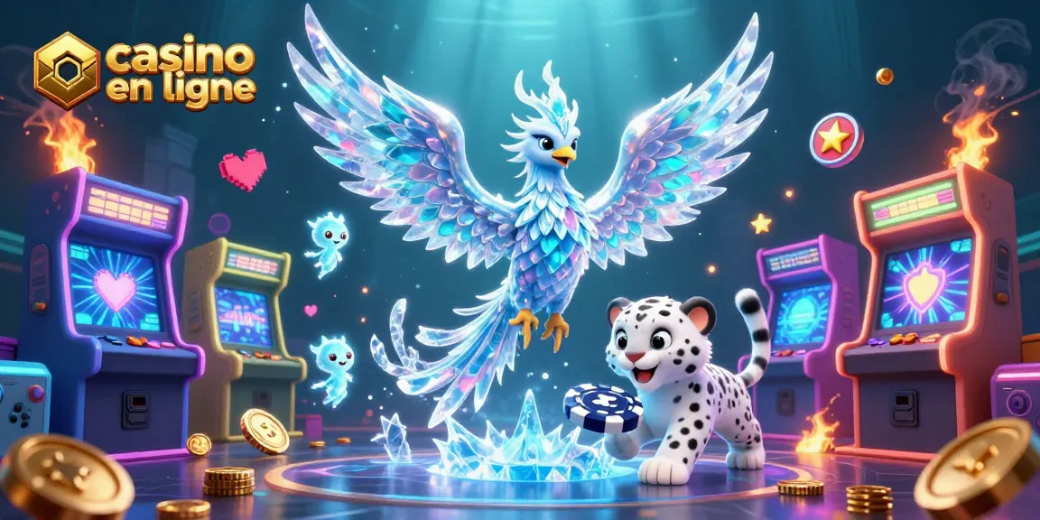 Jouer au casino en ligne avec le phoenix de glace et des créatures scintillantes dans un univers dynamique.