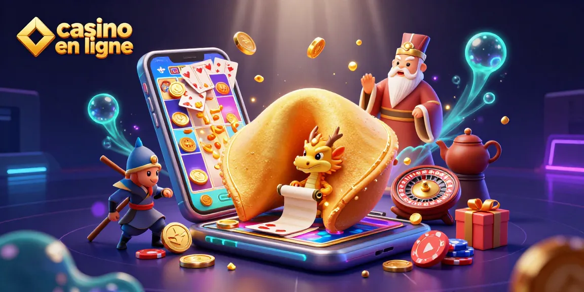 Visualisez le monde du casino en ligne avec un dragon sage et des gains en or.
