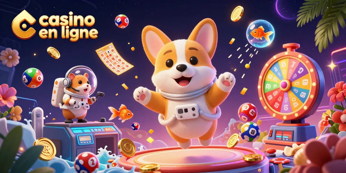 Découvrez les jeux captivants du casino en ligne avec un corgi astronaute et des éléments de loterie.