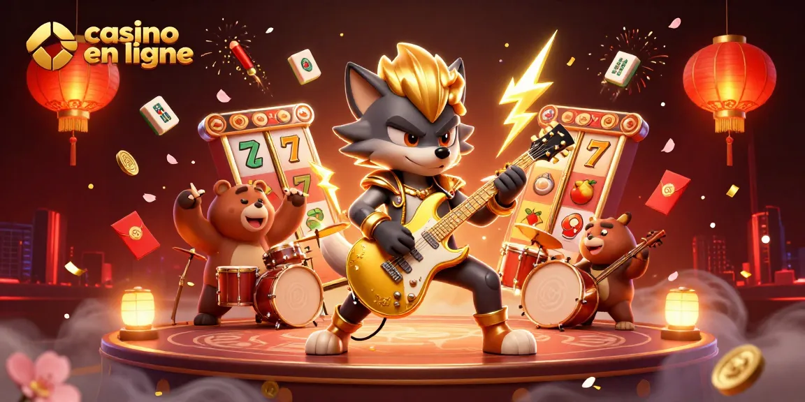Vivez l'excitation du casino en ligne avec une scène vibrante de couleurs et de personnages animés.