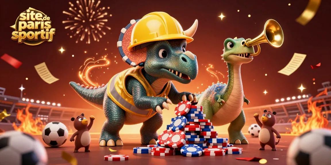 Revivez l'excitation sur le site de paris sportif avec des personnages animés célébrant et des éléments de jeu vif.